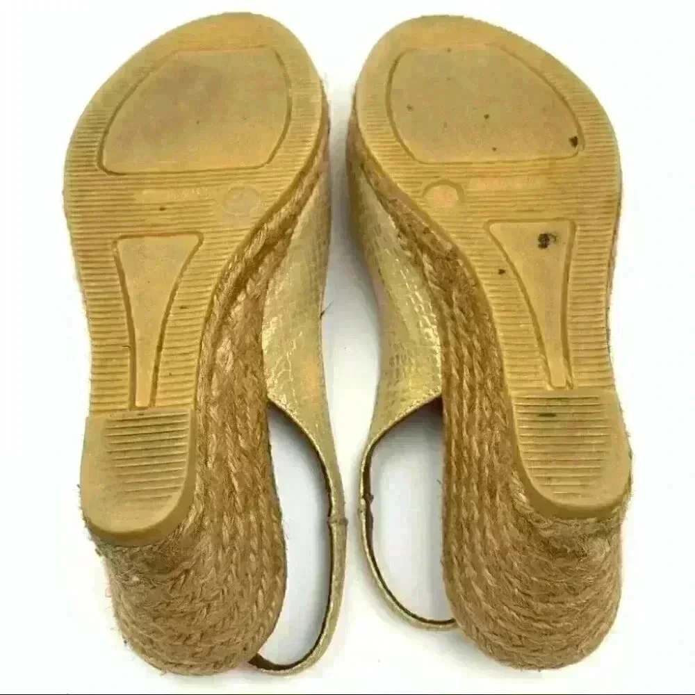 Eric Michael Espadrilles gold leather snake print